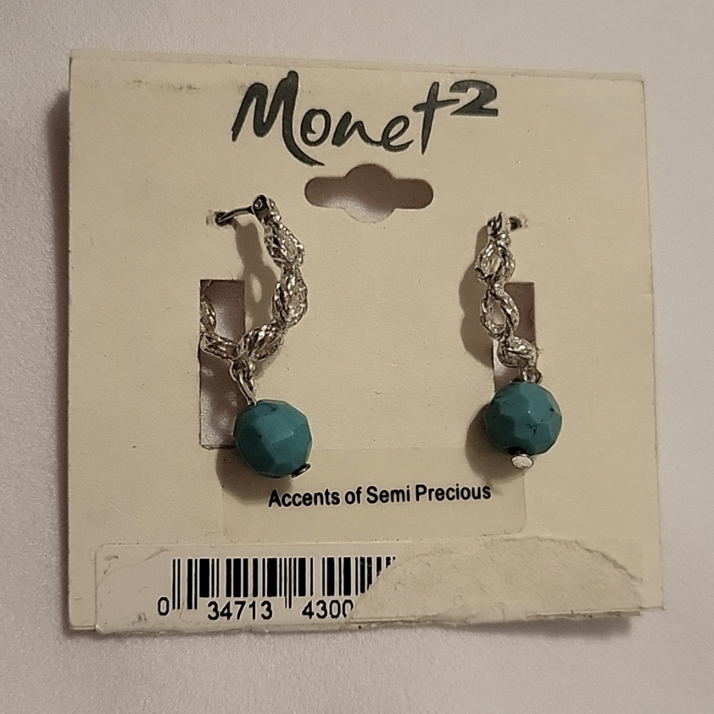 NWT Southwestern Style Turqouise Loop Earrings Western Cowboy Boho‎